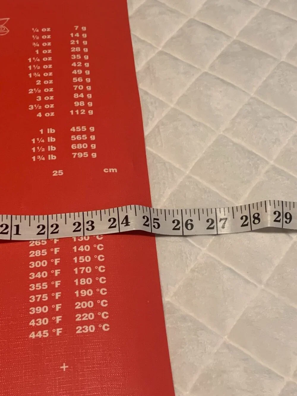 Tupperware Simply Perfect Pastry Sheet w/ measurement guide and conversion chart